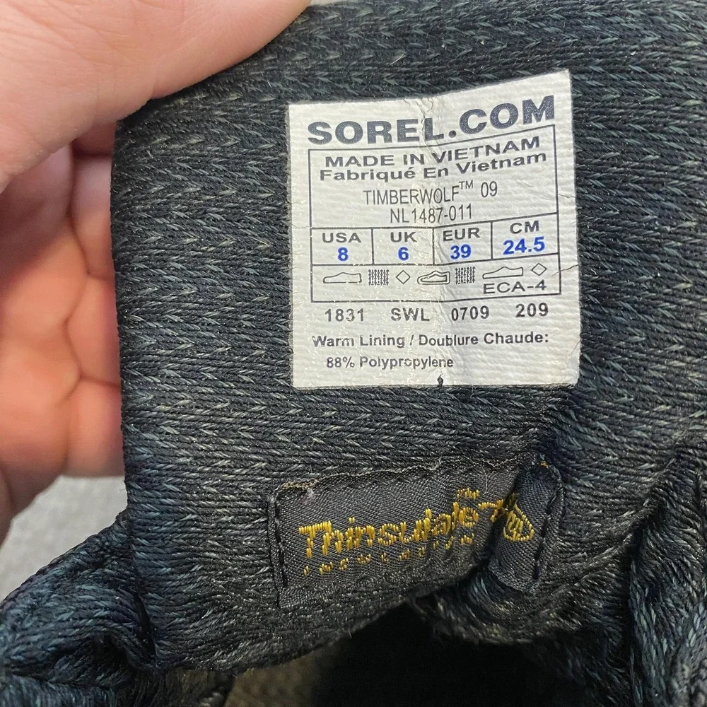 Sorel Timberwolf‎ Boots Womens Size 8 Black Waterproof Ankle Lace Up NL1487-011